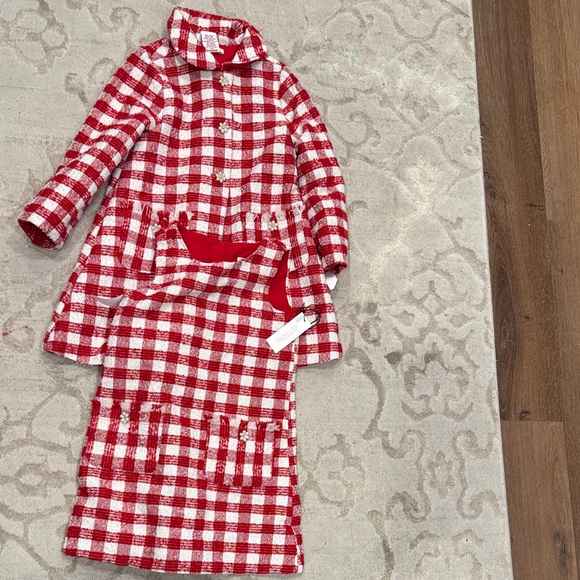 Rachel Zoe - Red and White Plaid Kids Sheath Dress and Matching Button Jacket